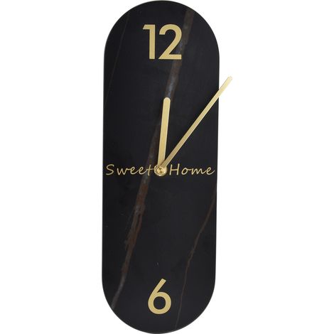Horloge murale moderne au style marbré, avec pendule, idéale pour le salon (noir). (1/5)