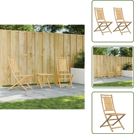 The Living Store Chaises pliables de jardin lot de 2 46x66x99 cm bambou - Chaise De Jardin - Chaise Pliante - Mobilier De Jardin - Bambou - Terrasse (1/5)