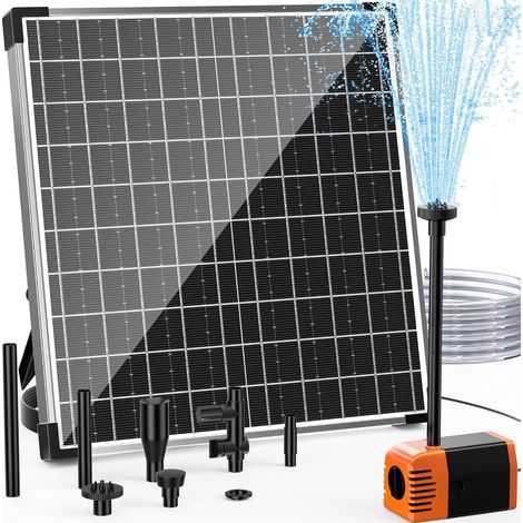 Pompe solaire de bassin 35 W 1500 l/h - Pompe solaire silencieuse avec 4 buses - Fontaine solaire avec tuyau de ruisseau pour bassin de jardin jusqu'à 1500 l - Fontaine solaire DIY - Fontaine (1/5)