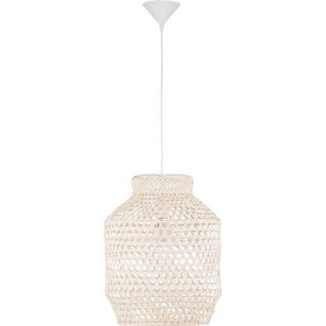 Merano Allen Plafonnier Dome Suspension Métal, Bambou, Blanc délavé,