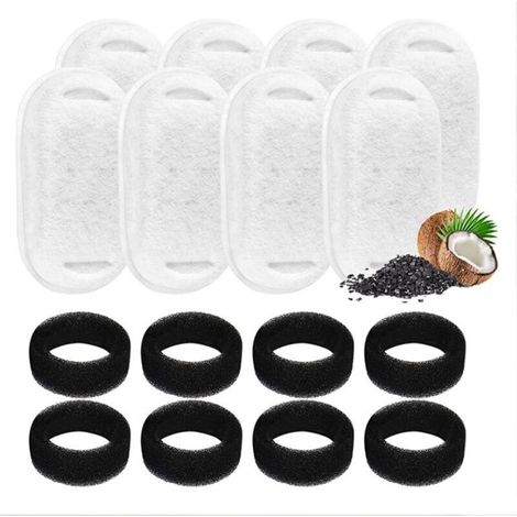 8+8 Filtres de Rechange pour Fontaine à Eau pour Chats – Filtres en Mousse et Charbon Actif – Compatible avec la Plupart des Fontaines (1/4)