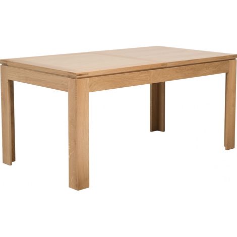 Hellin – Table rectangulaire extensible chêne clair 160/240 cm – 6 personnes – Piétement en chêne massif – Finition brossée (1/5)