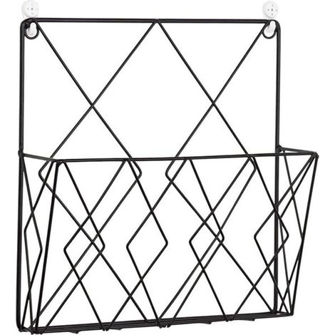 1 Étagère murale, Métal, Compartiment à courrier, Porte-revues, Noir, Pour maison, bureau, salon (1/5)