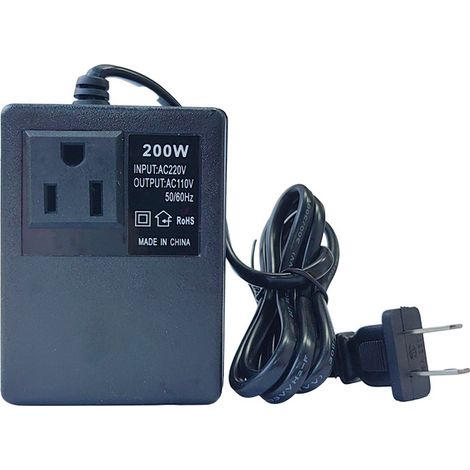 Adaptador de enchufe de viaje JSSEVN, transformador de potencia negro, convertidor de voltaje de 200 W CA de 220 V a 110 V, adaptador de enchufe europeo. (1/2)