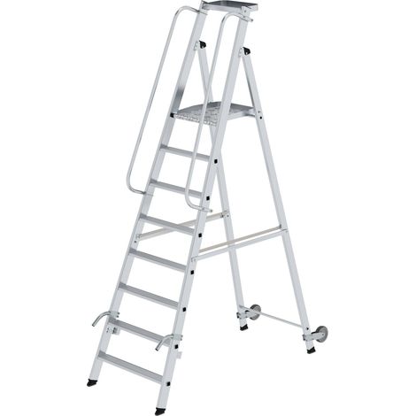 MUNK Aluminium-Stehleiter mit Rollen und Griff 8 Stufen (1/3)