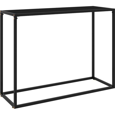 Table console noire 100 x 35 x 75 cm en verre trempé et acier - PANGIVO (1/5)