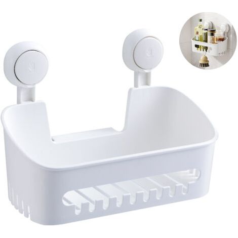 Support de Douche Ventouse et porte-savon et porte-brosse à dents Lot Pas de perçage Support de Douche en Amovible Panier de Douche Aspiration Étanche Organisateur de Rangement