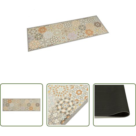 vidaXL Samt Teppich - Küchenteppich Waschbar Hexagon Pastell 60x180 cm Samt (1/5)