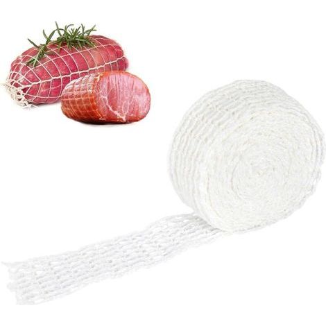 Filet à viande extensible de 10 m pour rôtir, saucisses et jambons - Accessoires de cuisine pour barbecue - Blanc - Idéal pour la cuisson, le fumage, le rangement et la suspension.
