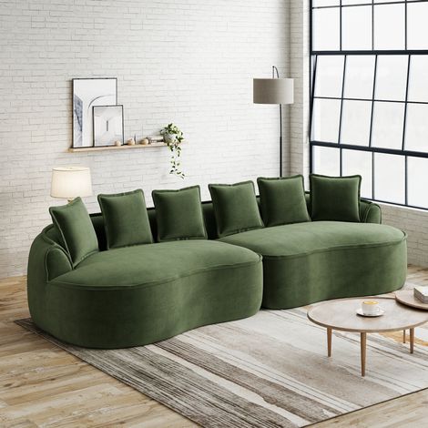 Rahmenloses Sofa aus Chenille ohne Montage, Grün OKMYHOME (1/5)