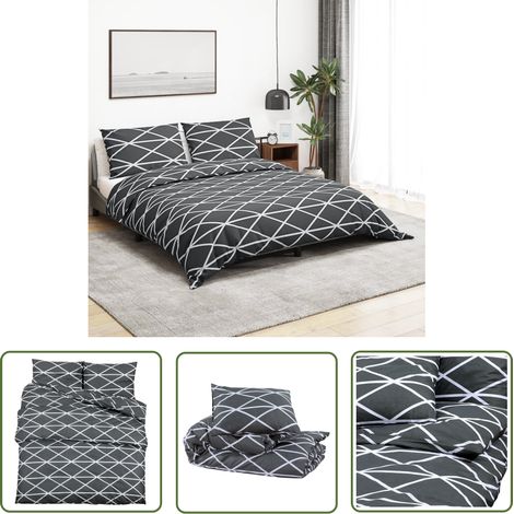 The Living Store Ensemble de housse de couette Gris 200x200 cm Coton - Housses De Couette - Linge De Lit - Drap Housse - Literie - Coton (1/5)