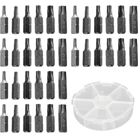 36 Pièces Jeu Embouts Visseuse 25mm Acier T10 T15 T20 T25 T30 T40 Coffret Embout Visseuse Impact Magnétique Universel 1/4 Pouce pour Perceuse Visseuse Réparation Bricolage Kit Tournevis (1/5)