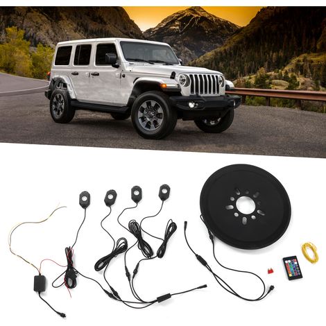 Kit d'éclairage universel RGB pour roue de secours et châssis Jeep Wrangler avec télécommande (pile bouton incluse pour l'expédition) (1/5)