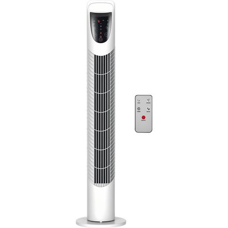 Ventilateur colonne tour oscillant silencieux 40 W télécommande panneau contrôle tactile 3 vitesses Ø18 x 78,5H cm blanc (1/5)