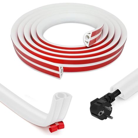 Flexible Cable Duct Self Adhesive Cable Duct 2cm x 3m Cable Bridge for Power Cables in the Home Cable Protector Transition Bar White (1/5)