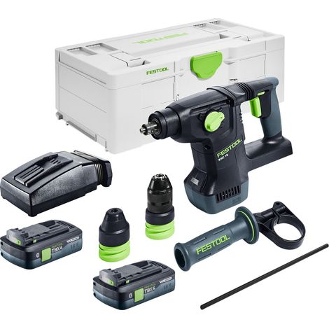 Martello combinato a batteria Festool KHC 18 EB-Basic 18 V 2,6 J SDS-Plus Brushless + 2x batteria 4,0 Ah + caricatore + systainer