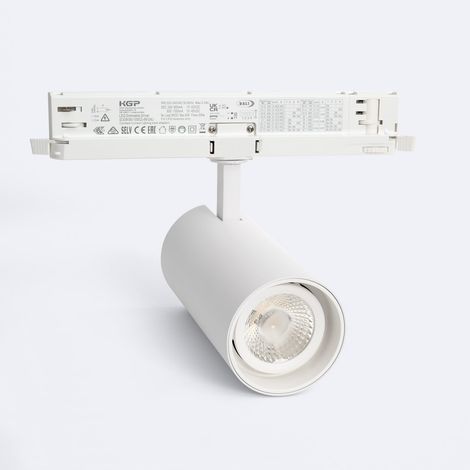 Foco Carril LED Trifásico 30W Fasano Regulable DALI Blanco 3200K Blanco Cálido