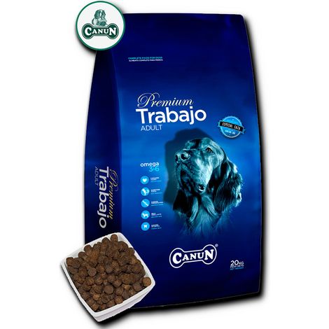 Canun Trabajo 20 kg alimento premium para perros enérgicos y de caza con pollo y arroz.