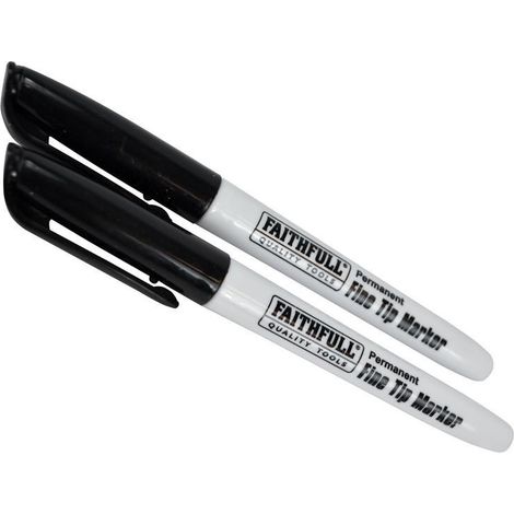 Faithfull Fibre Tip Marker Pen Black - Pack of 2 (1/3)