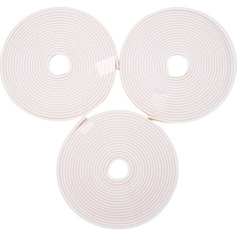 Burlete autoadhesivo de espuma para ventanas y puertas, 6 mm de ancho x 3 mm de grosor, color blanco. (1/4)