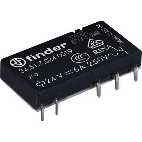 Finder 34.51.7.024.0019 Relè per PCB 24 V/DC 6 A 1 scambio 1 pz. (1/2)