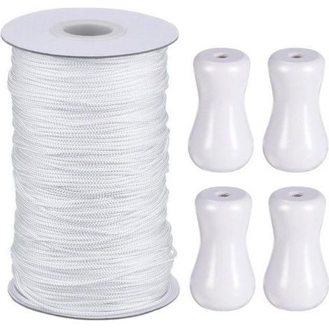 Corde tressée blanche - LO-Ron - 1.8mm épaisseur - 50m longueur - Nylon durable - Poids max 70kg - Accessoires en bois (1/5)