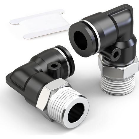 PNEUMATIC Coude mâle 12mm OD Tube x 1/2 Inch BSP Raccords Push to Connect PL12-04 (Pack de 10) (1/4)