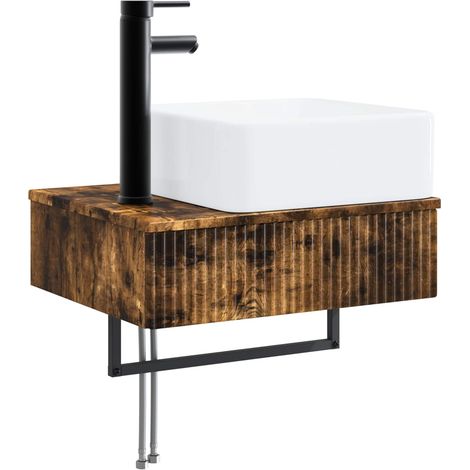 Wandmontiertes Waschbecken Geräucherte Eiche 53 x 35 x 39 cm vidaXL