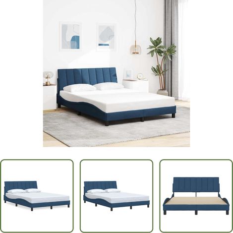 vidaXL Kopfteil -  Bettgestell ohne Matratze "Hanko" Blau 120x200 cm Stoff (1/5)