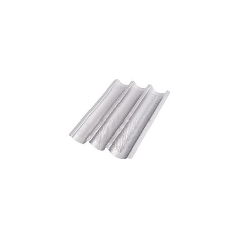 Anti-adhésif Moule à Baguette pour Four - 38,5cm x 28,5cm x 3,5cm - Plaque a Pain Perforé pour Cuisson de 3 Baguettes - Facile à Utiliser et à Nettoyer (1/5)