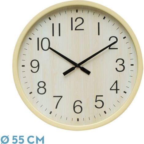 MANILVA-Wanduhr aus Buche, 55 x 55 x 4 cm, kontinuierliches Uhrwerk