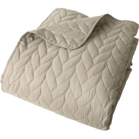 Couvre-lit en microfibre effet tresse 240 x 220 cm Beige