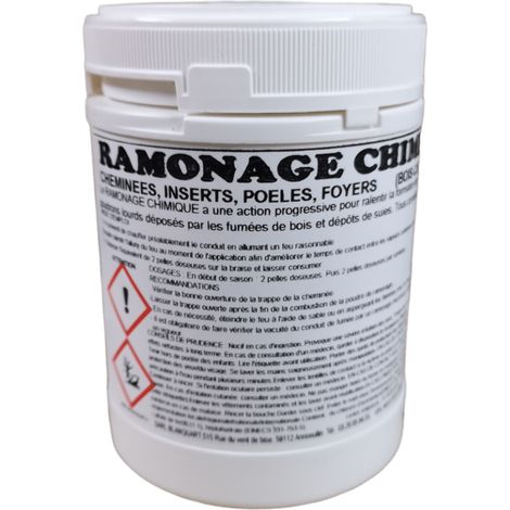 Pot de ramonage bistre 800 grammes – Poudre pour conduits en acier inoxydable – Prévention accumulation suies – Optimise rendement chauffage (1/2)