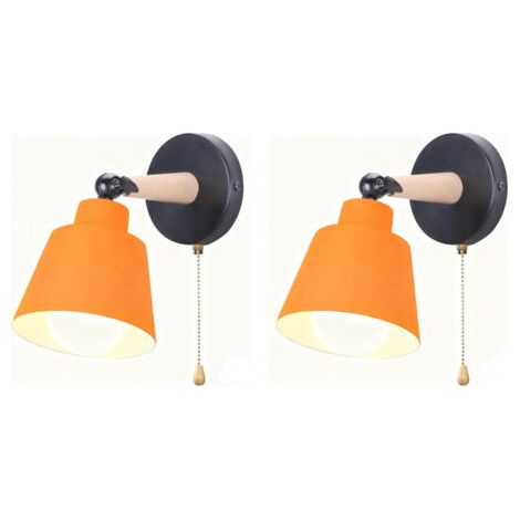royaluxe- 2PCS Applique Murale Moderne Applique Murale Rétro Minimaliste Lampe Murale D'Intérieur Nordique E27 Orange (1/5)