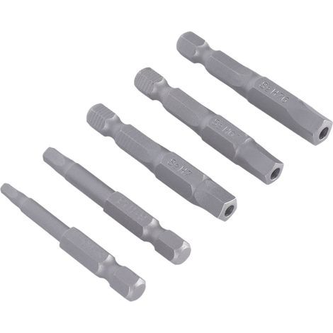 Lot de 5 Embouts Magnétiques Pentagonaux 1/4 Poignée Hexagonale clé Magnétique Jeu de Forets à Tête Embout de Tournevis Long Trou Moyen pour Perceuse Visseuse (1/5)
