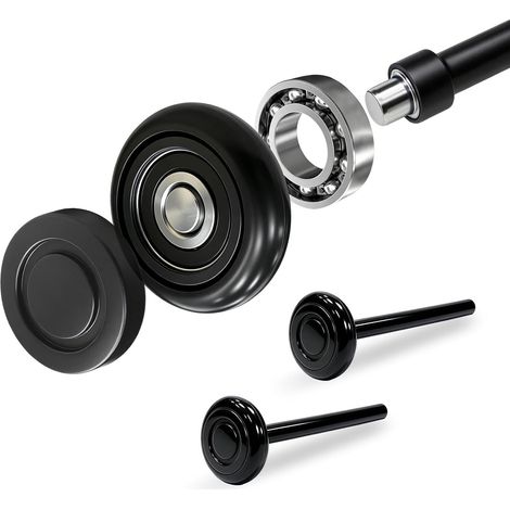 Lot de 2 roulettes en nylon pour porte de garage, 2 pouces (46mm) Rouleaux de Porte de Garage avec Roulements 6200RS Silencieux,Tige de 4 pouces(110mm), Roulettes pour Porte de Garage, Noir (1/5)