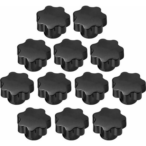 RHG Lot de 12 Universel M8 Filetage Femelle de Serrage en Forme de Bouton de Poignée, Étoile Tête Écrous de Serrage Bouton, Bouton de Serrage Femelle