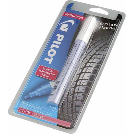 Marqueur stylo feutre blanc PILOT spécial pneu pneumatique auto (1/2)