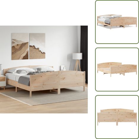 The Living Store Giroletto senza Materasso 180x200 cm in Legno Massello di Pino - Letto in legno