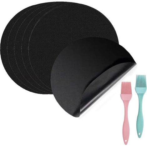 6pièce Poêle anti-adhésive Liner Tapis de cuisson cuisson Cuisine Non Stick Liner Téflon Tapis réutilisable durable résistant à la chaleur 24 cm de diamètre Tapis Outils De Cuisson À Haute Température (1/5)