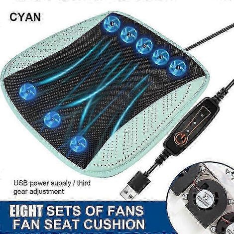 Coussin de siège auto d'été avec ventilateur intégré - Ventilation USB à 3 vitesses réglables - Marron - 5 ventilateurs (1/5)