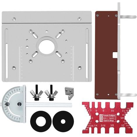 Set of 4 reversible aluminum router insert plates for woodworking (1/5)