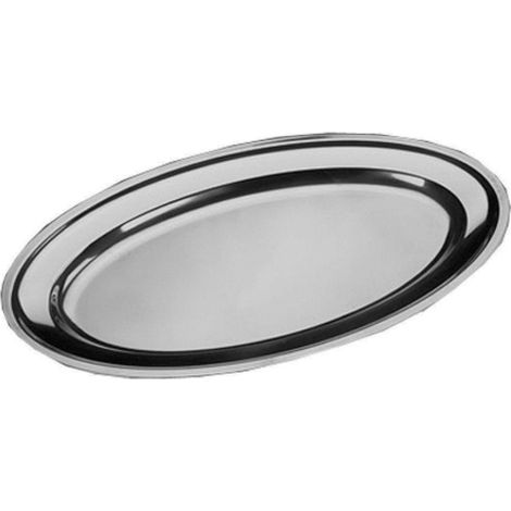 Trade Shop - Ovales Geschirrtablett aus Edelstahl für die Küche, Durchmesser 45 cm -
