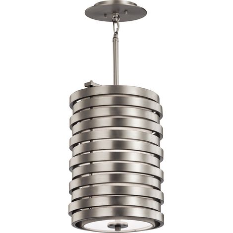 Elstead - 1 runder Anhänger mit leichter Decke, gebürstetem Nickel, E27 (1/2)