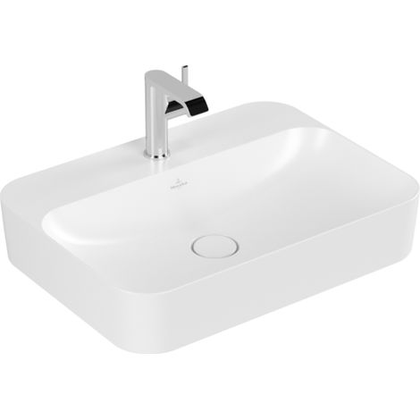 Lavabo finion da appoggio, 600 x 445 x 160 mm, bianco Stone White CeramicPlus, senza troppopieno (1/5)