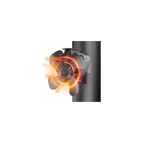 Ventilateur de poêle à bois, 4 pales silencieux pour cheminée, fixé sur conduit, adapté aux poêles à bois/cheminée/gaz/granulés, avec 2 aimants et 1 bague de rechange (1/2)