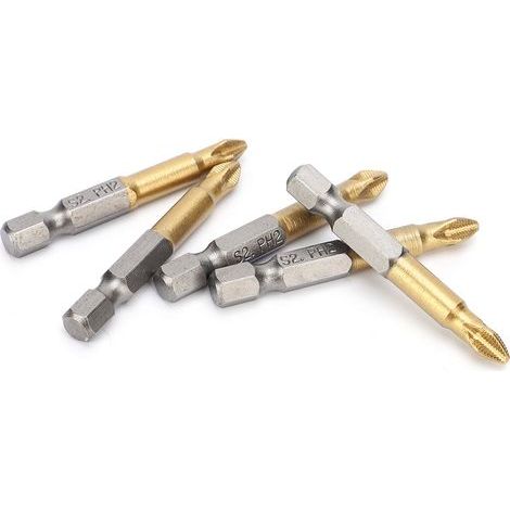Embout De Tournevis,Embouts De Tournevis Cruciformes Revtus Titaniques 5Pcs Ph2 Fixs Anti-Drapants 1/4 Pouce Tige Hexagonale 50Mm Pour Tournevis lectriques/Tournevis Main/Perceuses. (1/4)