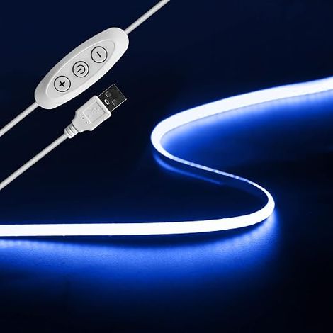Blue COB LED TV Strip 2m, 5V USB Dimmer Strip Light COB TV Backlight CRI90+ 4mm 960LEDs LED Linear Light for TV Backlight PC Bedroom Kitchen Home DIY Decoration (1/5)
