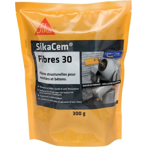 Sika – Fibres structurelles macro-synthétiques 30mm – Améliore la ductilité du béton – Réduit les fissures – 300g pour 25-35kg de ciment