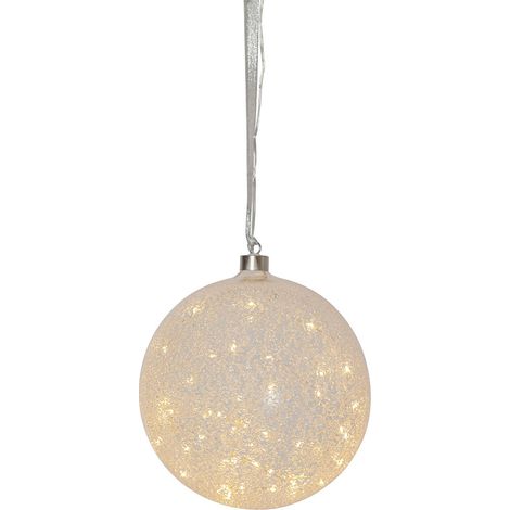 Boule de Noël LED Star Trading 'Glow Snow', fonctionnement sur secteur, décoration lumineuse suspendue, aspect glacé, Ø 20 cm